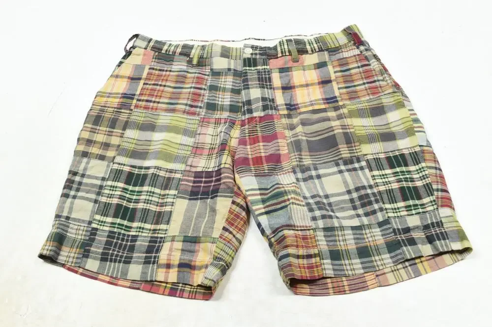 Polo Ralph Lauren Patchwork Madras Shorts Mens 34 Plaid Cotton Classic Fit